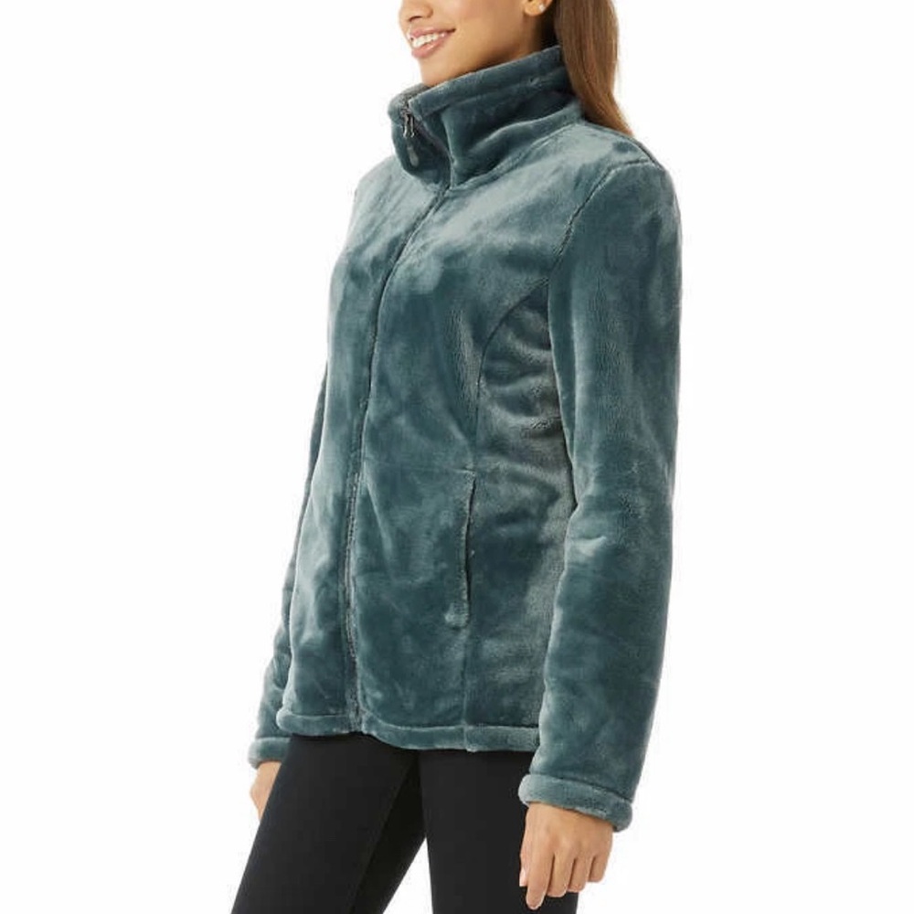 32 Degrees Heat Women’s Plush Faux Fur Polar Fleece Jacket Urban Chic Green M
